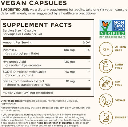 Solgar Cellulite Fighter Skin Vitamin and Mineral Supplement, Support Smooth Skin with French Melon Concentrate, Hyaluronic Acid and Vitamin C Supplement, Age-Defying Nutrition for Women, 30 Servings