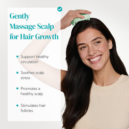HEETA Scalp Massager 2 Pack for Hair Growth, Soft Silicone Bristles to Remove Dandruff and Relieve Itching, Scalp Scrubber for Hair Care Relax Scalp, Shampoo Brush for Wet Dry Hair, Beige & Green