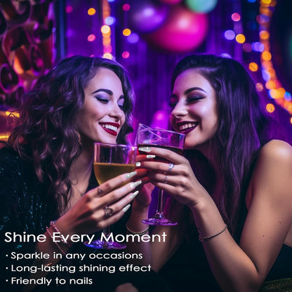 Allstarry Nail Glitter, 2 Colors Sparkling Silver Reflective Glitter Shiny White Diamond Dust Shimmery Sequins Crystal Gems for Nail Art Disco Party Nightclub Raves Festivals Concert Shows Wedding