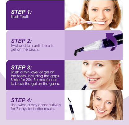 Teeth Whitening Pen 3 Packs Mint Flavor, Purple Toothpaste for Teeth Whitening, Color Correcting Whiter Gel Pen for Sensitive Teeth, Essence Pen for Coffee/Smoking Stains, Gentle Formula