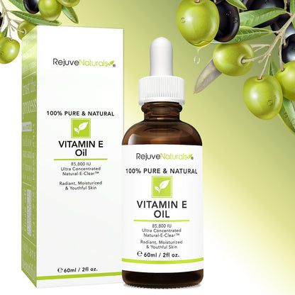 Vitamin E Oil - 100% Pure & Natural, 85,800 IU. Repair Dry, Damaged Skin from Surgery & Acne, Age Spots & Wrinkles. Boost Collagen for Moisturized, Youthful-looking Skin. d-alpha tocopherol, 2 Fl Oz