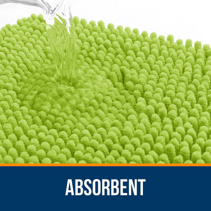 OLANLY Bathroom Rugs 36x24, Extra Soft Absorbent Chenille Bath Rugs, Rubber Backing Quick Dry, Machine Washable Bath Mats for Bathroom Floor, Tub and Shower, Home Decor Accessories, Bright Green