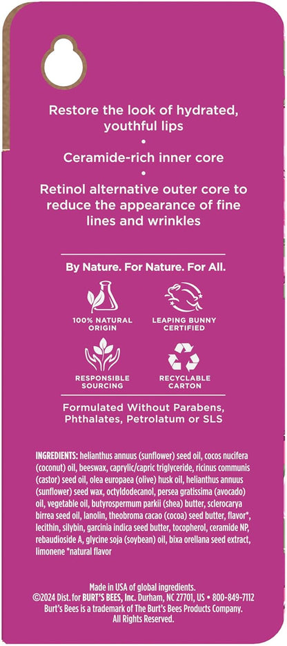 Burt’s Bees Renewing Lip Treatment, With Naturally Derived Retinol Alternative and Ceramides, Lip Treatment With Responsibly Sourced Beeswax, Tint-Free, Anti-Aging, 0.16 oz.