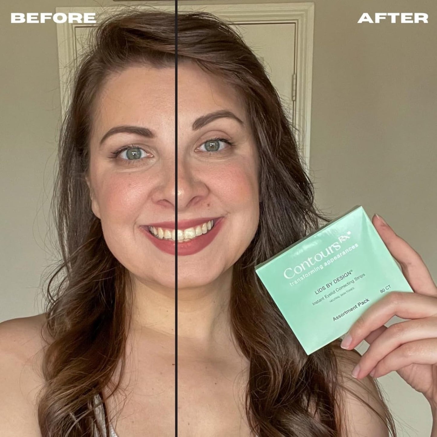 Contours Rx Lids By Design - Non-Surgical & Transparent Eyelid Lift Strips - For a More Youthful-Looking Appearance, Reshape and Define with Eyelid Tape for Hooded Eyes (3mm) 80ct