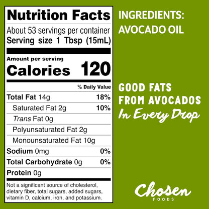 Chosen Foods 100% Pure Avocado Oil Squeeze Bottle - 27 Fl Oz - For Drizzling, Sautéing, Roasting, Searing, & Baking - High Smoke Point Cooking Oil - Kosher, Keto Friendly - With Recipe eBook