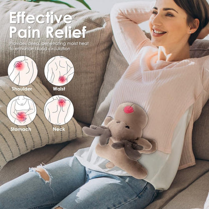 Microwave Heating Pad Unscented Deer Heating Pad Microwave, Microwave Bean Bag Animals Heating Pad for Neck and Shoulders, a Great Gift for Friends (Brown) - 1 Pack