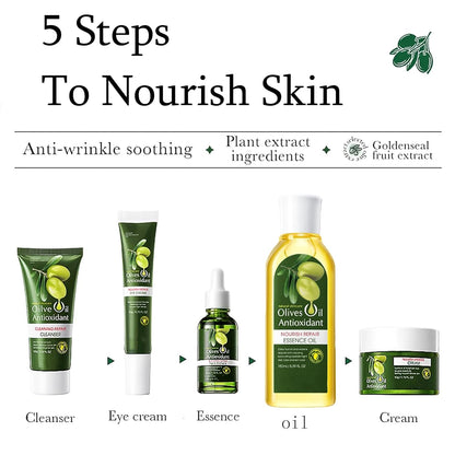 Olive Oil for Skin, 5Pcs Olive Oil Face Skincare Kit, Skin Care Products Set With Olive Oil for Face and Body, Skin Care Routine Kit for Women, Olive Oil Moisturizer, Skin Care for Dry Skin