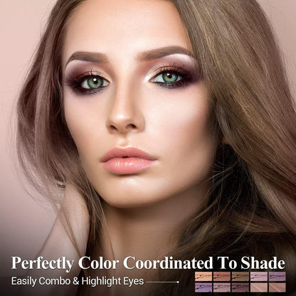 10PCS Eyeshadow Stick,Shimmer And Matte Brown Metallic Cream Eyeshadow Pencil Crayon with Smudge-proof & Waterproof, Eye Brightener Stick, Ideal Gift for Women - Lilac Brown