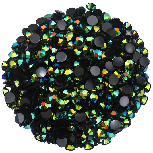 720 Pcs SS30 6mm Flatback Rhinestones for Nails Art Crafts Glitter Round Shine Gems AB Crystals DIY Clothes Shoes （Black-Bottom Dark Green AB）