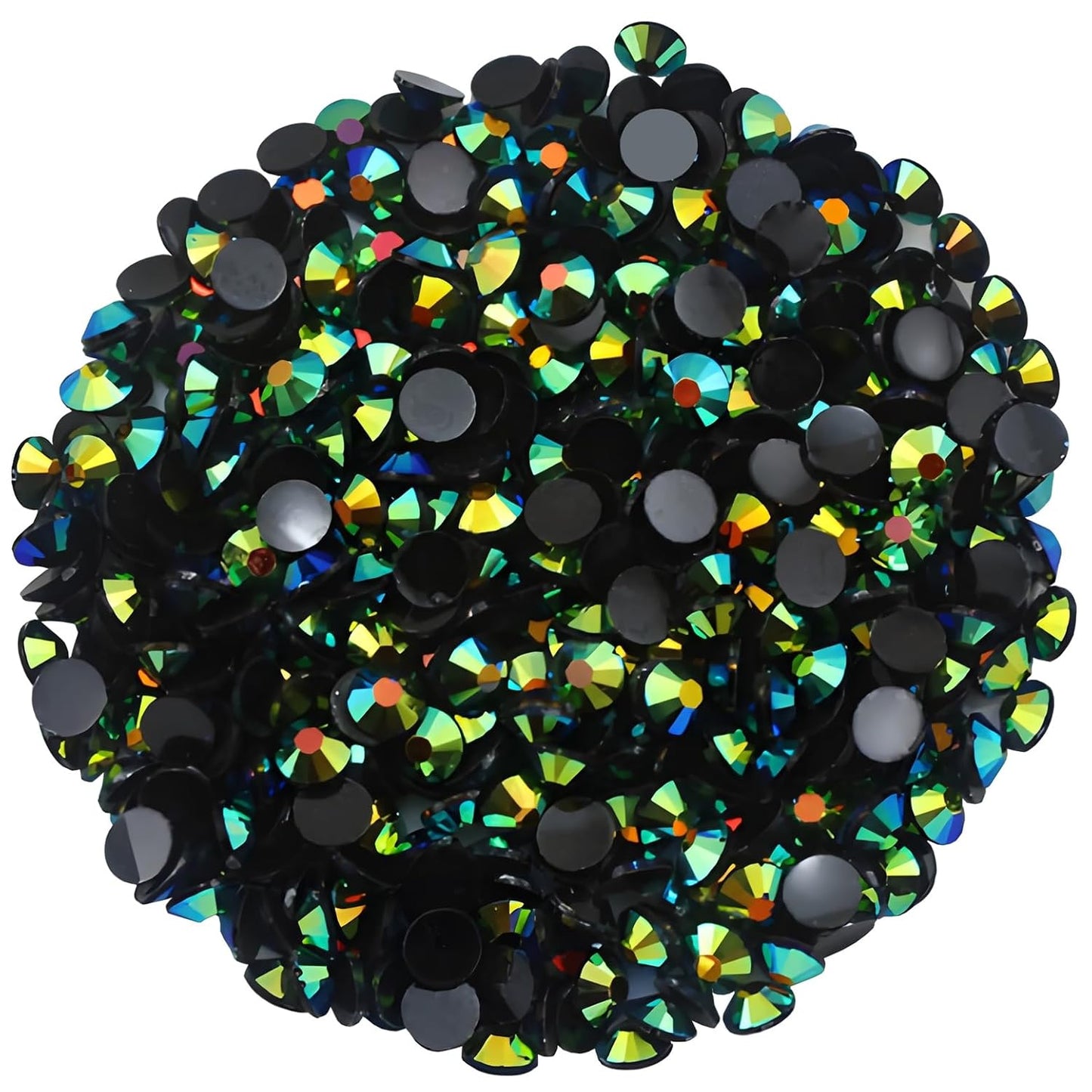 4500 Pcs SS6 2mm AB Flatback Rhinestones for Nails Art Crafts Glitter Round Shine Gems Crystals DIY Clothes Shoes （Black-Bottom Dark Green AB）