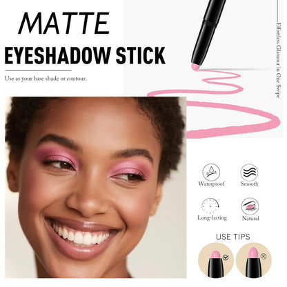 Eyeshadow Stick Matte Eye Shadow Pencil Cream to Powder Eye Brightener Crayon Long-Lasting Crease-Proof Neutral Eyeshadow Buildable & Blendable High Pigmented Eye Liner Makeup for Women, 5 PINK