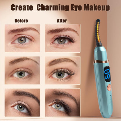 Heated Eyelash Curlers with Battery Indicator, Electric Eyelash Curler 3 Temperature Modes LED Display USB Rechargeable Makeup Tools, Heated Lash Curler Ideal Christmas Gift for Women LS423