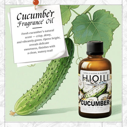 HIQILI Cucumber Fragrance Oil for Diffuser Use, Fresh Scents for DIY Soap, Body Spray, Candle Supplies for Candle Making - 1 Fl Oz
