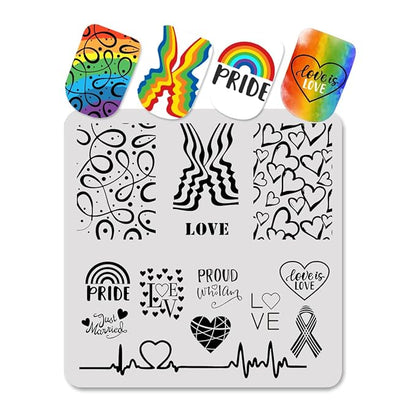 Rainbow nail art stamping plates