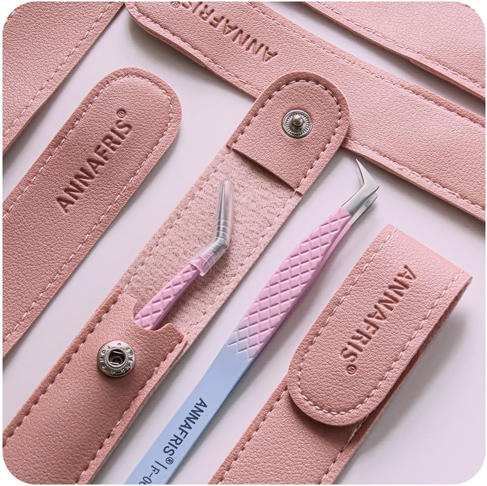 Eyelash Extension Tweezers,Fiber Tip Grip Boot Volume Lash Tweezers,Professional Pointed Lash Extension Tweezers for Easy Lash Application and Removal-F08