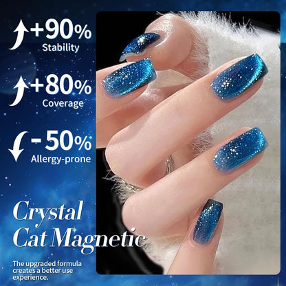 Born Pretty Cat Magnetic Eye Gel Nail Polish, Royal Blue Glitter Cat Magnetic Gel Nail Polish, Holographic Magnetic Nail Polish for Nail Art Manicure Salon DIY at Home 15ML