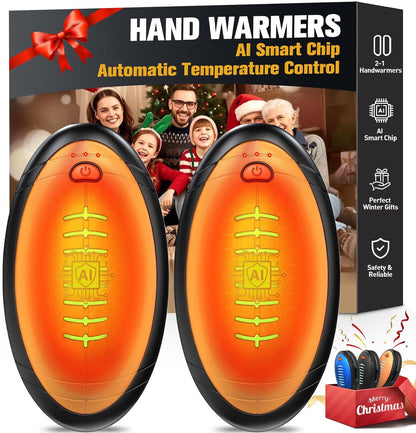 Hand Warmers Rechargeable, 2 Pack Temperature Electric Heater Football Shape Hand Warmer, Quick Charge Portable Hand Warmer Gift for Christmas Outdoors, Hunting, Golf, Camping