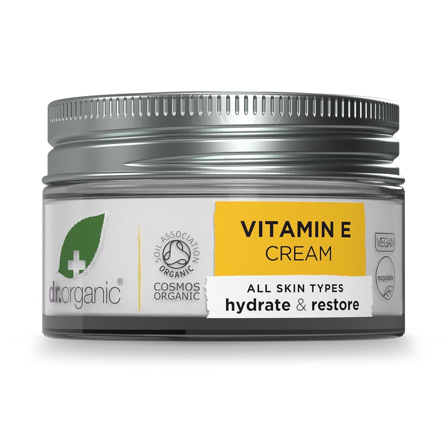 Dr. Organic Vitamin E Moisturising and Restoring Cream | Deeply Hydrates, Restores Skin’s Natural Balance, Natural, Certified Organic, Paraben & SLS-Free, 50 mL / 1.7 fl oz