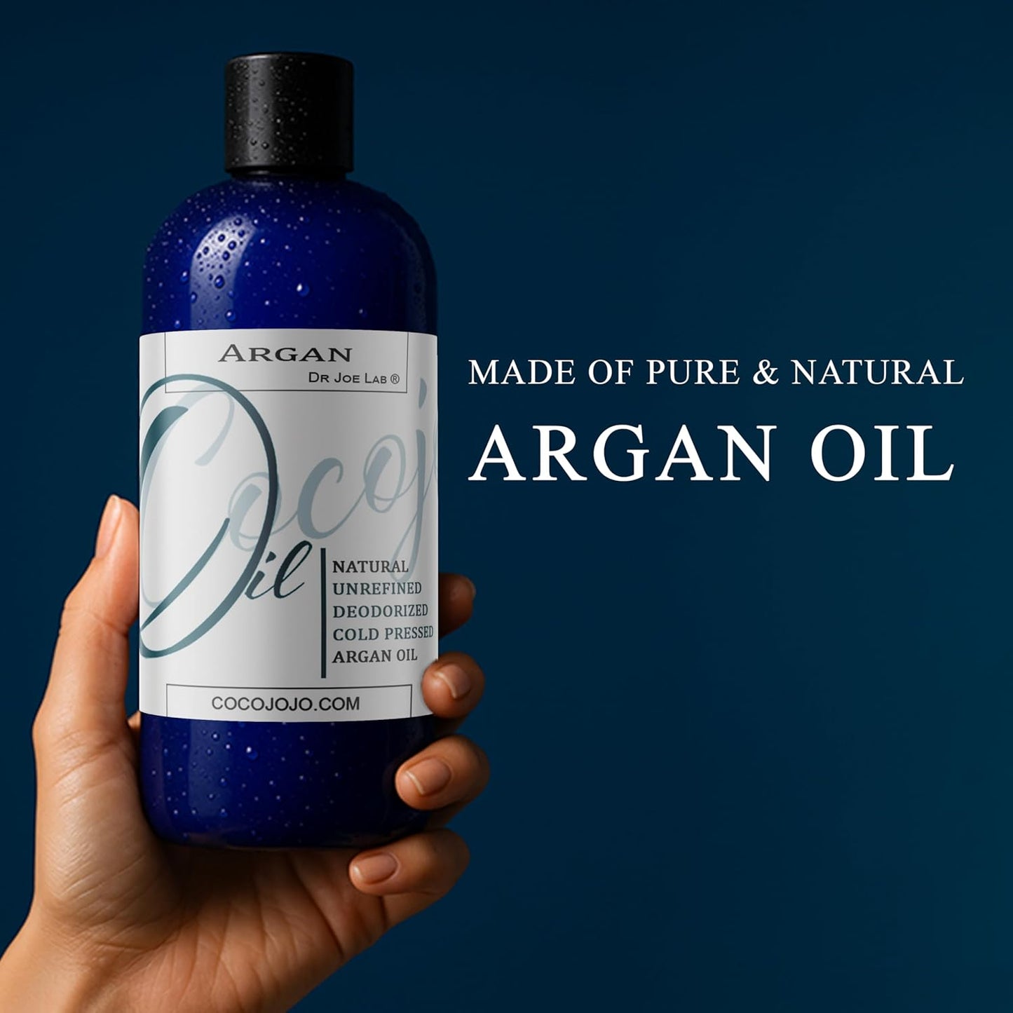 cocojojo Argan Oil Deodorized, Argan Oil for Hair, Hair Treatment, 100% Pure Organic, Oils for Face, Unrefined Unscented Cold Pressed Extra Virgin - 16 Oz