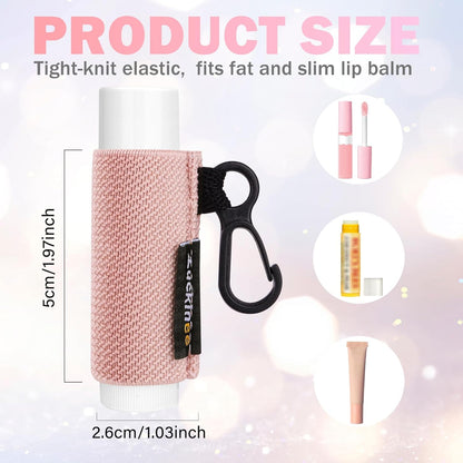 Lip Balm Keychain - Shinny Chapstick & Lipstick Holder - Tight Elastic Holder for Fat & Slim Lip Balms