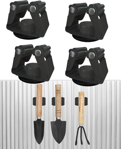 Mop Holder Magnetic, Black Steel Broom Hanger Magnetic Holder for Garden Tool, Rack Rake, Shovel Handle, Garage, Kitchen, Laundry Tools Organizer - No Drilling - 4 PCS/Gray…