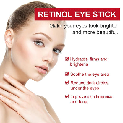 Retinol Eye Stick - With Collagen and Hyaluronic Acid, Retinol Cream, Retinol Face Cream, Under Eye Cream Anti Aging, Brightening Eye Balm Reduces Fine Lines and Dark Circles