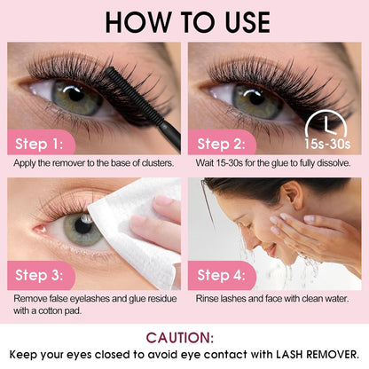 Deep Cleansing Cluster Lash Remover, Eyelash Glue Remover for Individual False Lashes, 15s Fast Removal, Safe Ingredients, Cruelty-Free, 0.17 fl oz