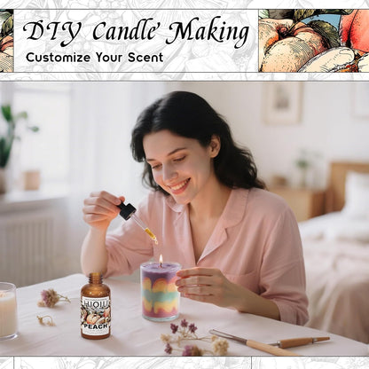 HIQILI Peach Fragrance Oil for Home Diffuser, DIY Candle, Linen & Room Freshener Spray Making, Juicy Fruit Scents - 1 Fl Oz