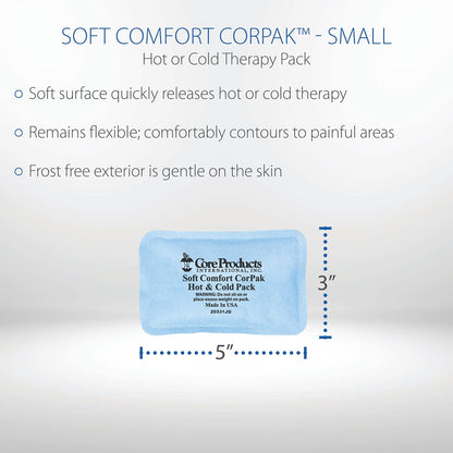 Core Products Soft Comfort CorPak – Reusable Hot & Cold Therapy Pack, Ice Pack for Injuries, No-Frost Compress for Muscle, Back & Joint Pain Relief – 3" x 5", Made in USA