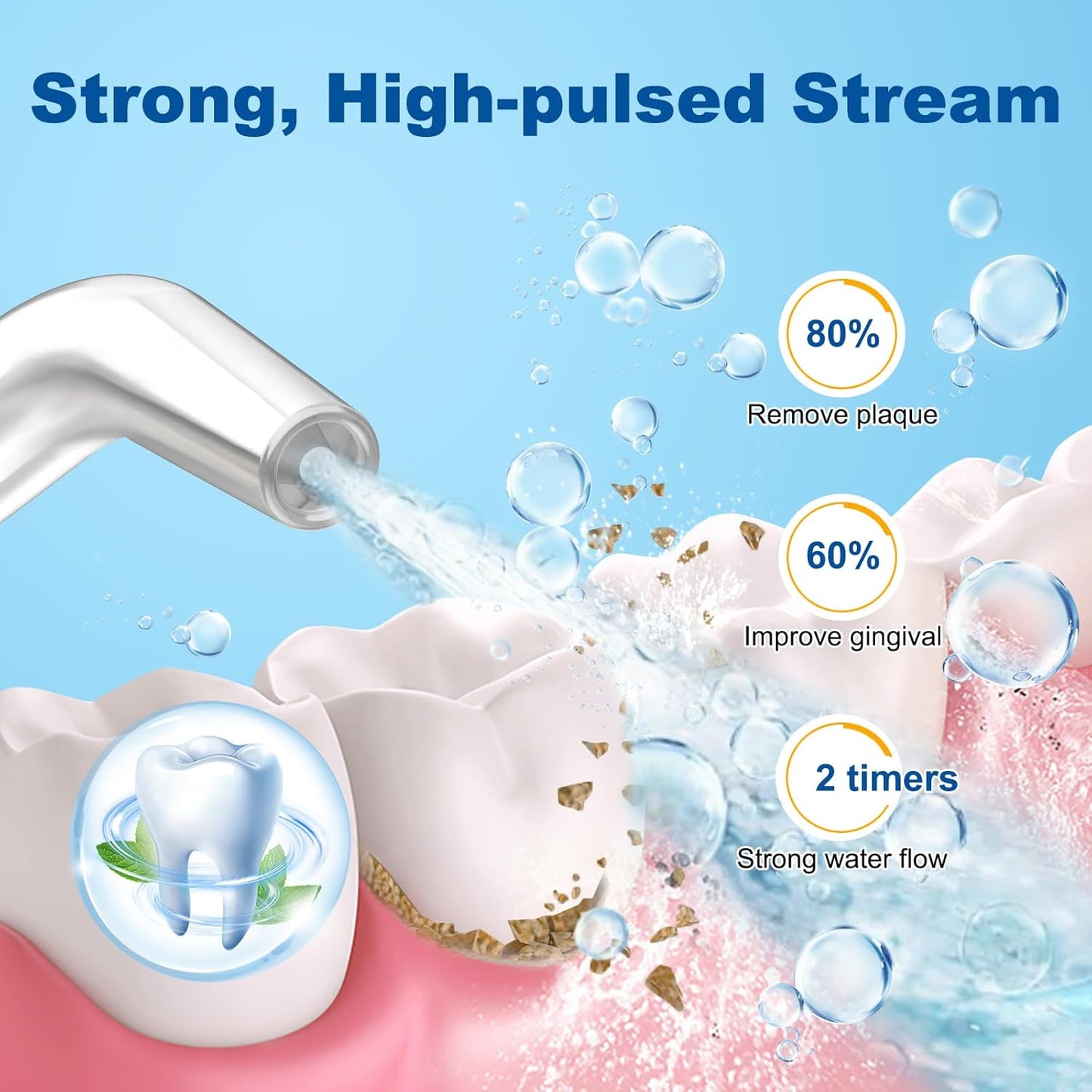 Water Flosser for Teeth, 300ML Cordless Oral Irrigator Rechargeable Dental Flosser Picks with 5 Modes 5 Jet Tips,IPX7 Waterproof Teeth Cleaner for Braces Gum Care, Home Travel Use