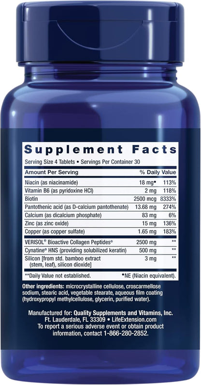 Life Extension Hair, Skin, & Nails- Collagen Plus, 120 Count