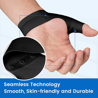 Velpeau Thumb Compression Sleeve for Tendonitis (Pack of 2), Seamless Technology, Gloves Wraps for Arthritis Pain Relief for Women & Men, Splint Liner, Fits Both Hands (Black, Short Version, M)