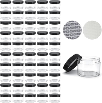 50 Pieces 2oz Plastic Jars with Lids Clear Round Cosmetic Container Empty Storage Jars for Makeup,Jewelry,Samples,Travel Storage