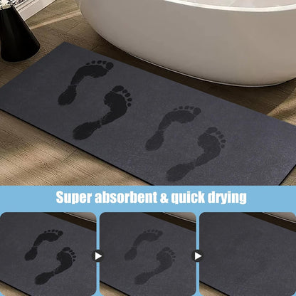 Diatomaceous Earth Bath mat Bathroom Rugs Super Absorbent Quick Dry Non Slip Bath Mat Thin Bathroom Floor Mats Fit Under Door-Shower Rug for in Front of Bathtub Shower, Dark Grey, 23.6"x47.2"