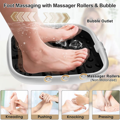 Collapsible Foot Spa Bath with Heat and Massage Roller, Bubble, Temperature Control, Remote Control, Foot Pedicure Kit, Pedicure Foot Spa