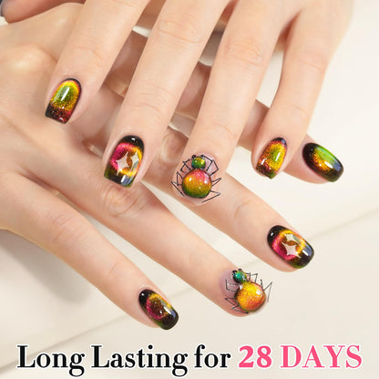 Double Rhythm 0.5 OZ Cat Eye Gel Polish with Magnet 15ML Holographic Glitter Shimmer Translucent Jelly Color Magnetic Polish Salon DIY at Home (Triple Light-MC1050)