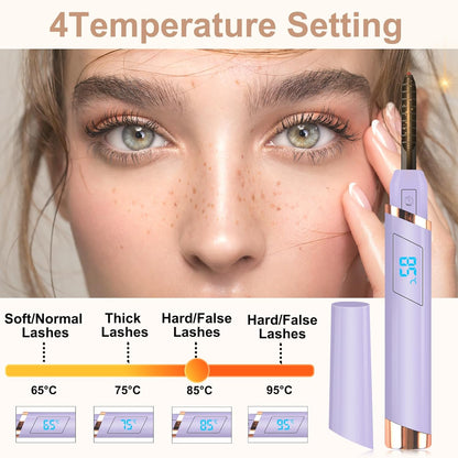 Heated Eyelash Curler, Electric Eyelash Curler, Rechargeable Lash Curler with Eyelash Comb for Makeup Natural Curling Eye Lashes and 24 Hours Long Lasting - Purple 2025 Updated New Model