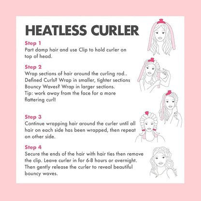 Pinkiou Heatless Curlers Overnight,Hair Curler to Sleep In, No Heat Hair Roller for Long & Short Hair, Heatless Curling Set with 2 Scrunchies (Pink)