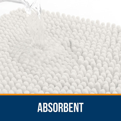 OLANLY Bathroom Rugs 59x20, Extra Soft Absorbent Chenille Bath Rugs, Rubber Backing Quick Dry, Machine Washable Bath Mats for Bathroom Floor, Tub and Shower, Home Decor Accessories, Ivory