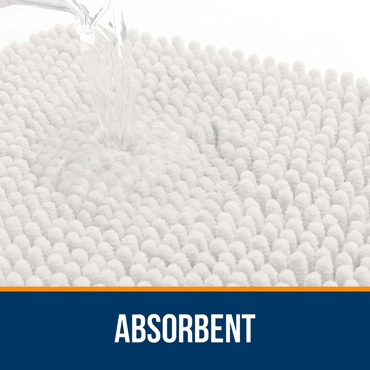 OLANLY Bathroom Rugs 70x46, Extra Soft Absorbent Chenille Bath Rugs, Rubber Backing Quick Dry, Machine Washable Bath Mats for Bathroom Floor, Tub and Shower, Home Decor Accessories, Ivory