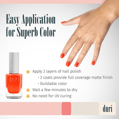 duri 153N Bedeviled Nail Polish, Neon Orange, Matte Finish, Fast Drying, Lasting, 0.45 Fl Oz