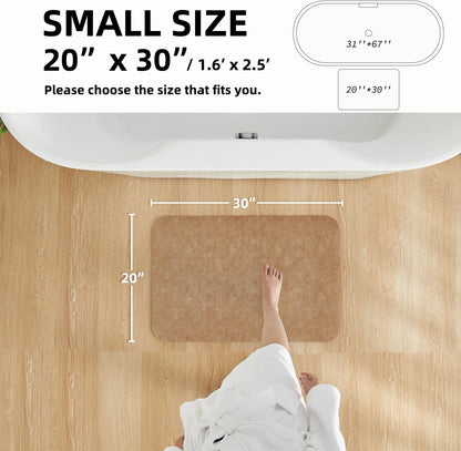 Bathroom Mat Quick Dry, Bathroom Rugs Non Slip Washable Thin Absorbent Bath Mat Fits Under Door Bathroom Floor Mat Perfect for Bath, Shower, or Sink 20"x30" Camel
