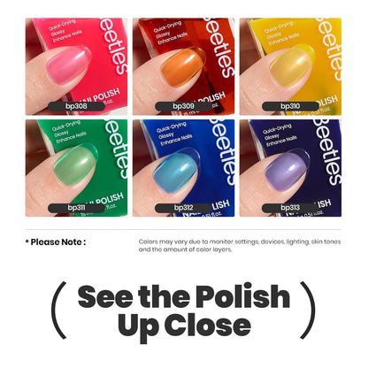 Beetles Neon Nail polish Set, 6 Jelly Colors Bright Rainbow Nail Polish Kit Quick Dry Finger Nail Polish Glossy Shine Nail Lacquer Polish Long Lasting Gifts for Women