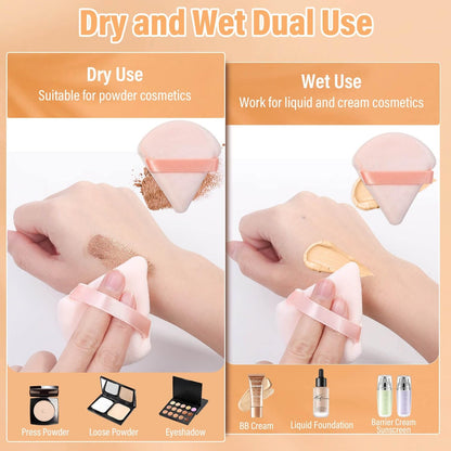 20pcs Triangle Powder Puff, Setting Powder Puff for Make Up, Face Puff Pads for Loose Powder and Press Powder, Makeup Sponge Powder Applicator for Face and Eye
