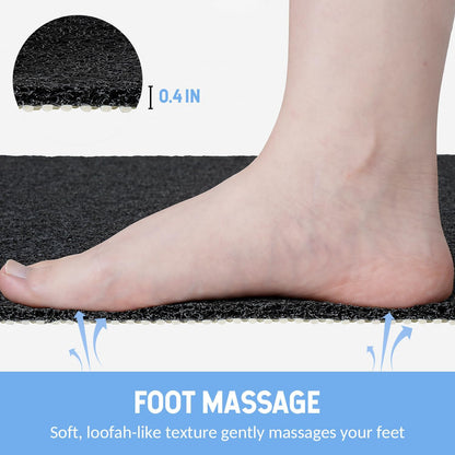 Non-Slip Bathtub Mat, 2 Pack Anti Slip Shower Mat, Fast Drying Bathtub Mats, Foot Scrubber Mat, Anti Slip Mat for Tub, Floor, Bathroom, Kitchen, Home, Hotel (Black 24"×16"+24"×16")