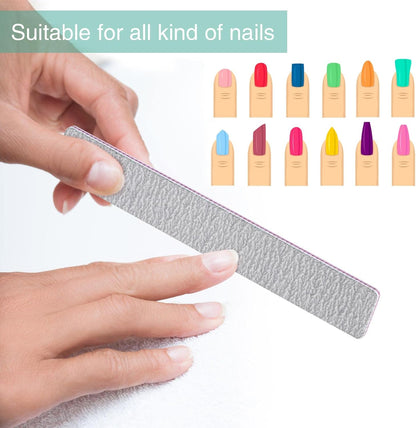100 Pcs Nail Files for Acrylic Nails 80/120 Grit Double Sides Emery Boards Professional Nail Buffering Files