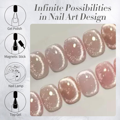 Born Pretty Cat Magnetic Eye Gel Nail Polish, Holographic Glitter Super Shine Gel Nail Polish Soak Off Led Nail Polish Nail Art Gel Manicure Salon DIY Gifts 15ML