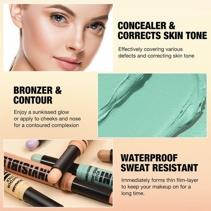 Contour Stick Corrects Skin Tone Bronzer Waterproof Sweat Resistant Concealer Creamy Concealer Deep