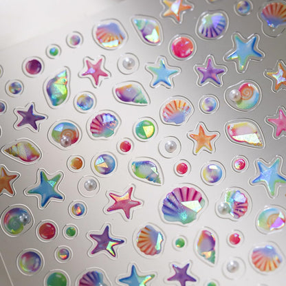 Beach Nail Stickers for Nail Art Summer Seashell Starfish Nail Decals Shell Light Ocean Stickers for Nails Designs Self Adhesive Nail Art Supplies & Decorations for Women Girls 1 Sheet