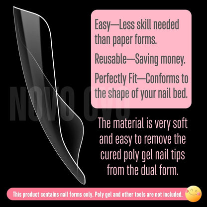 300 Pcs Toe Dual Nail Forms for Poly Gel Toenail Extension, Reusable Full Cover Molds for French Tip Acrylic Toenails, Nail Art Design Molds for Pedicure, for Salon & DIY at Home 15 sizes